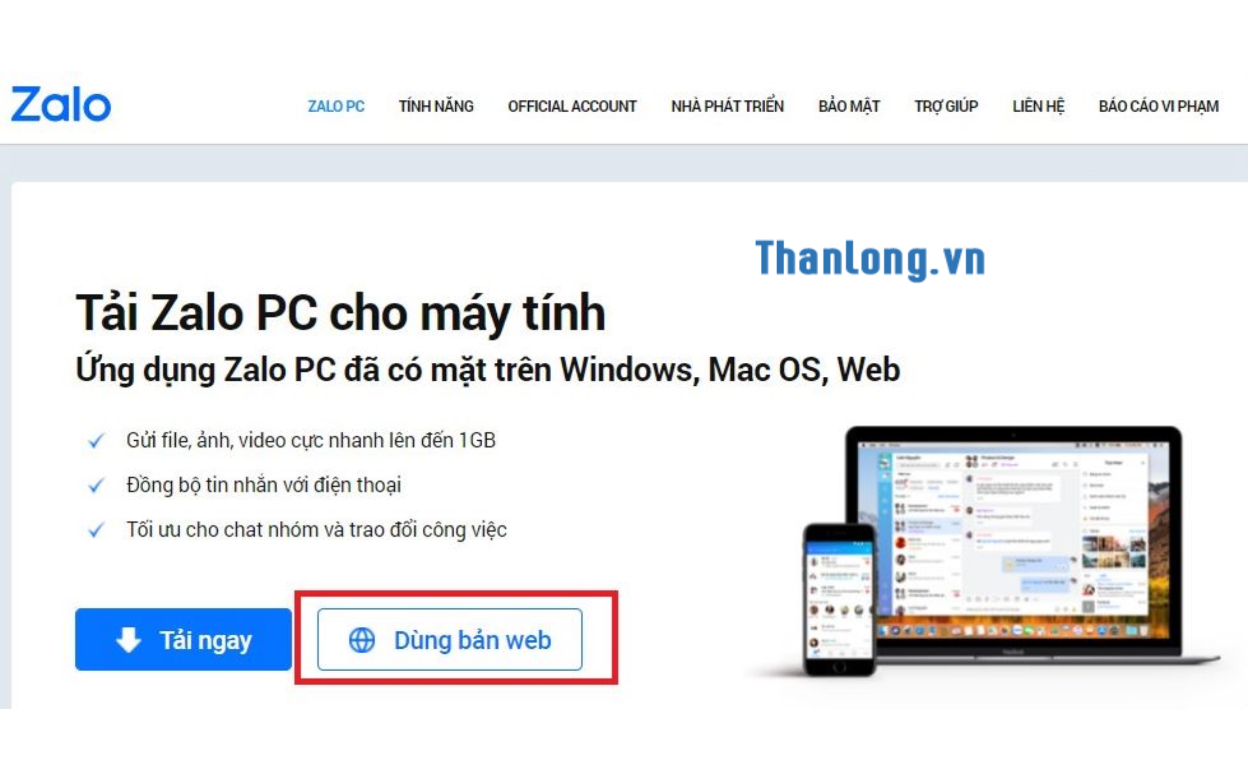 tải Zalo cho máy tính PC