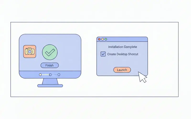 bước 4 hoàn tất và khởi động phần mềm