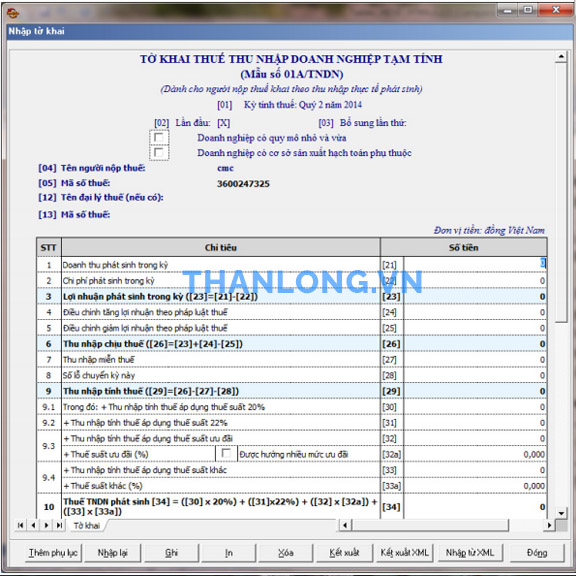 phần mềm khai thuế