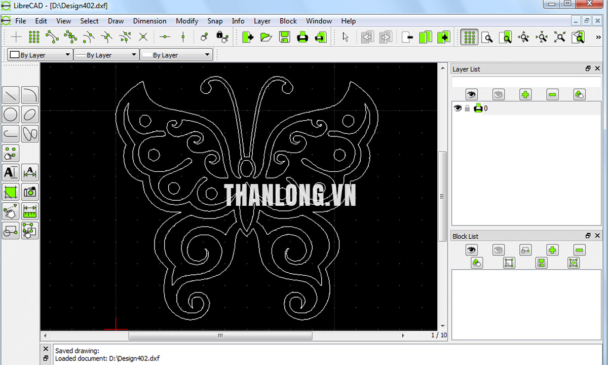 phần mềm đọc file dwg - giao diện chính của Librecad