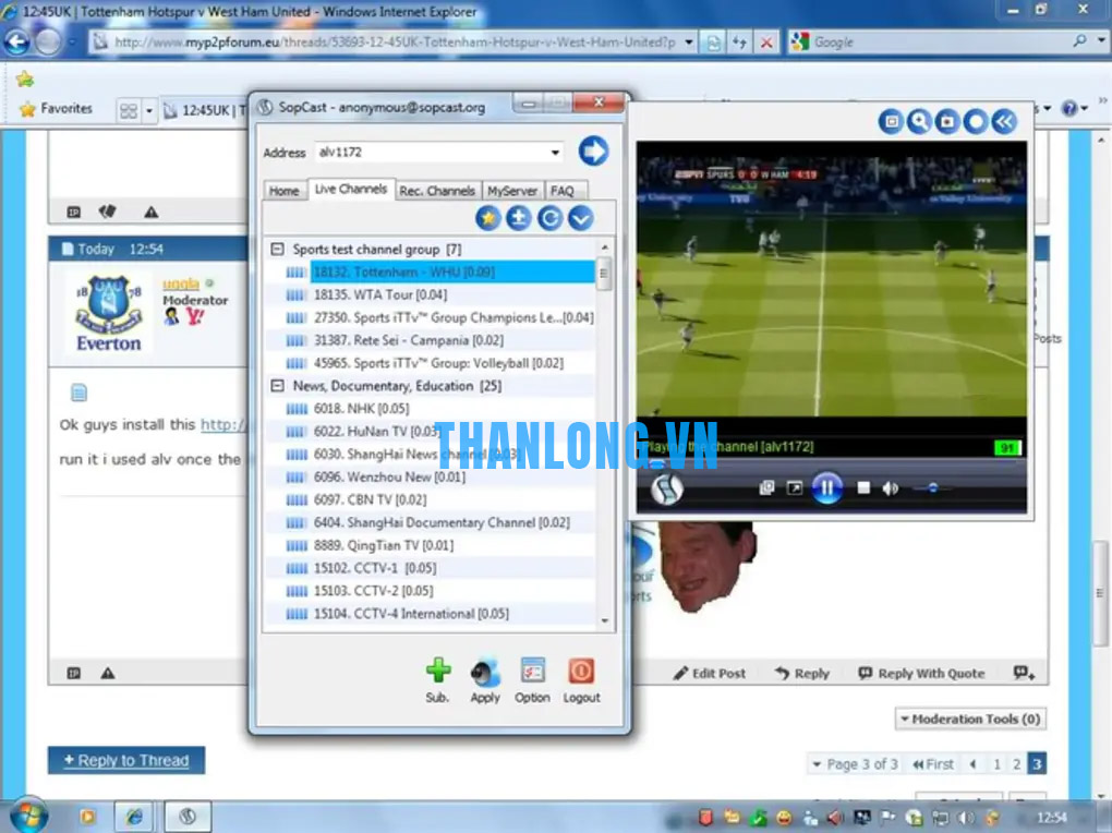 Hướng dẫn xem các trận đấu trên sopcast