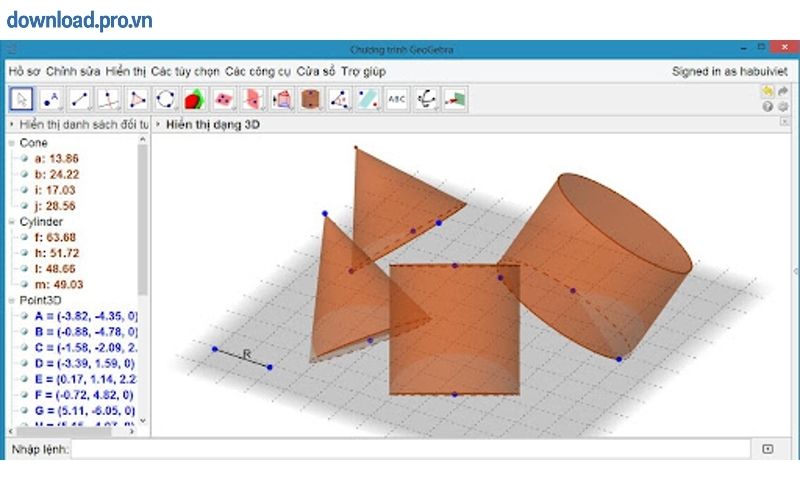 sử dụng GeoGebra trên máy tính