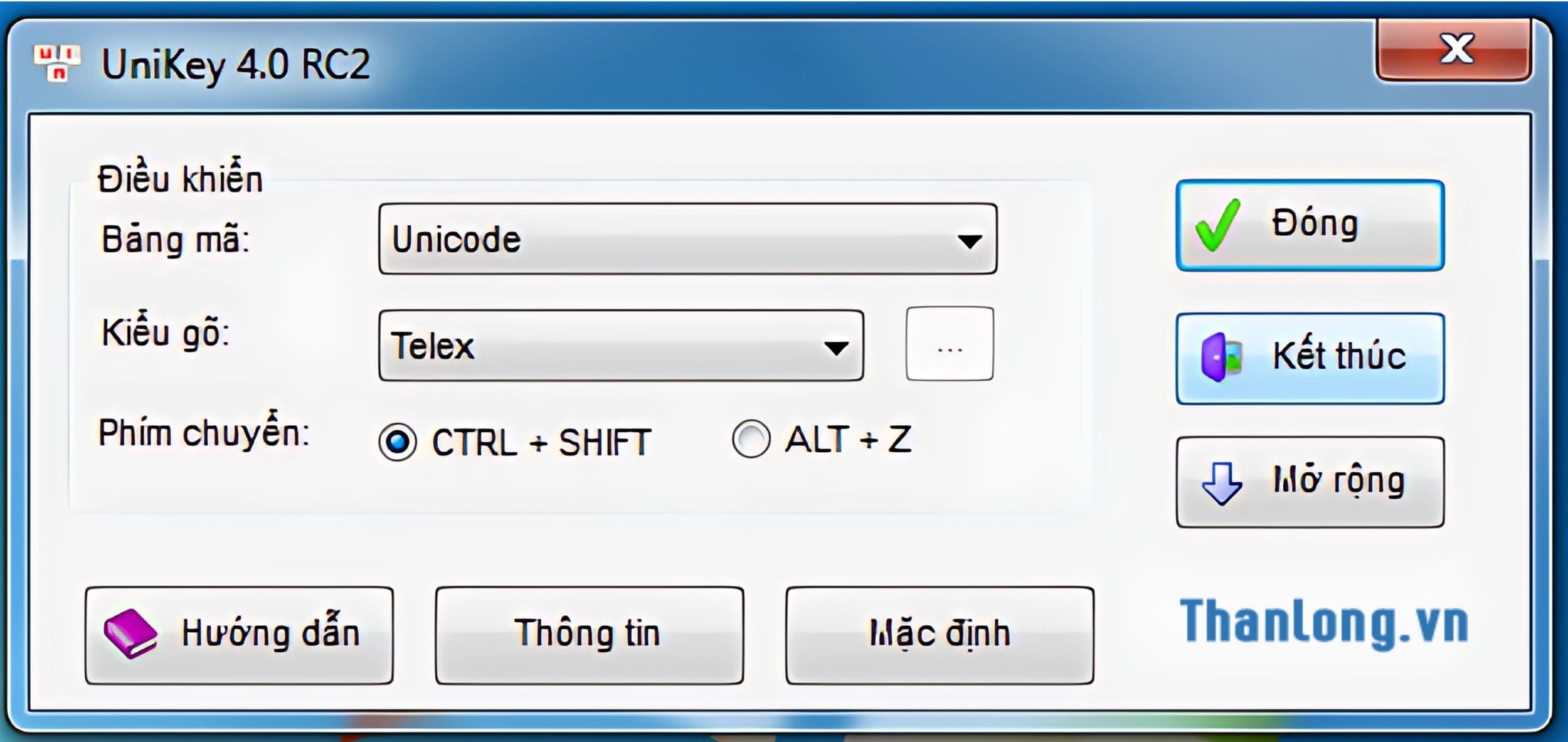 Giao diện Unikey 4.0 RC2