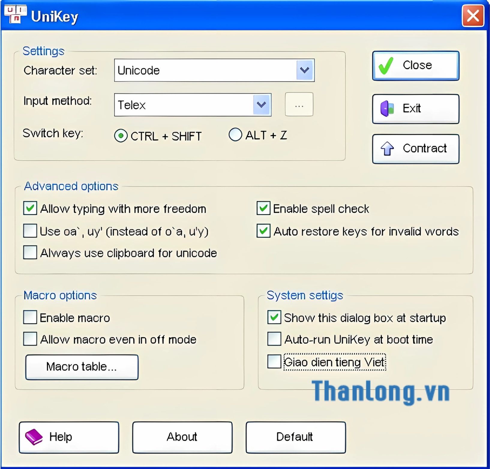 Giao diện Unikey 3.6