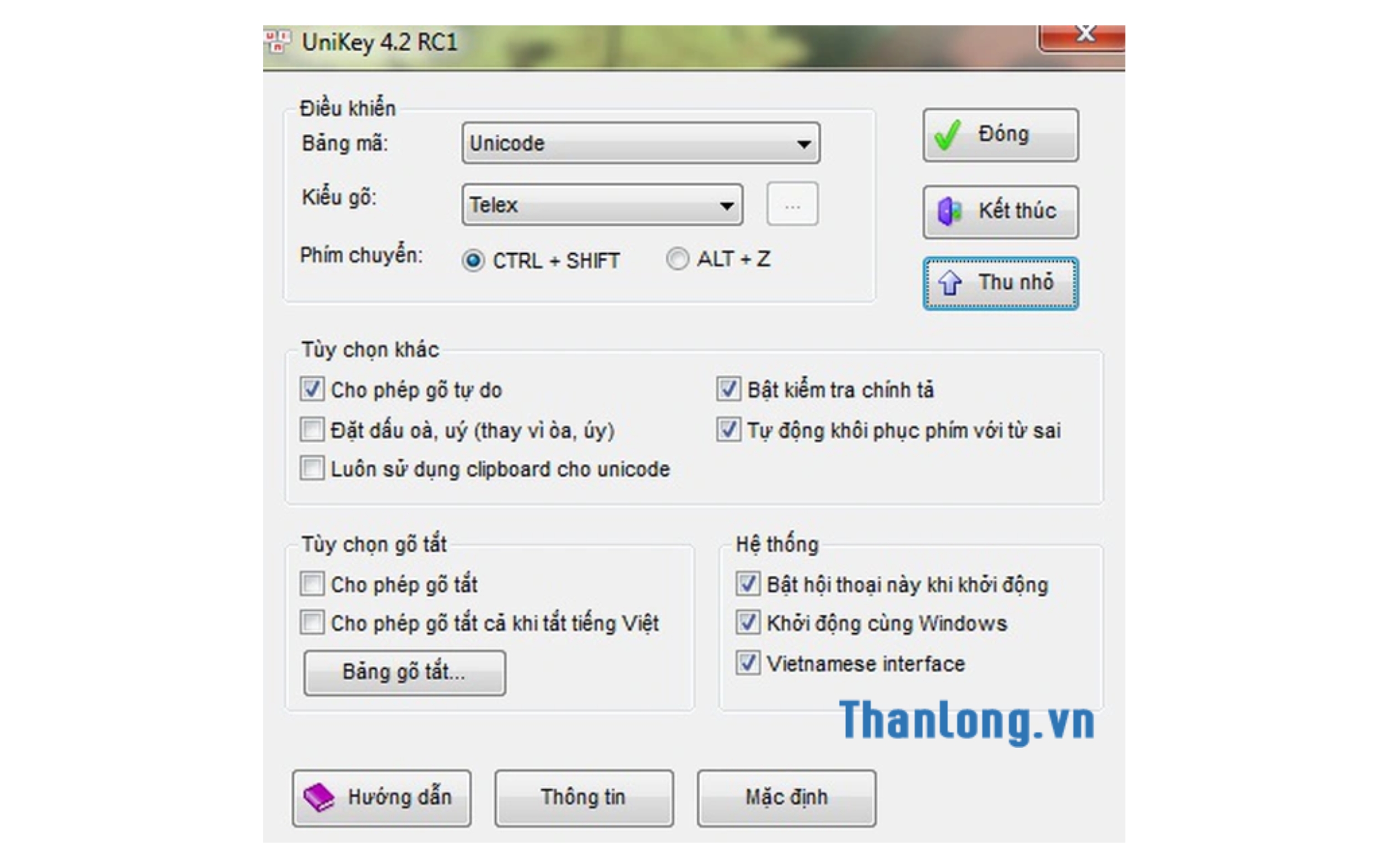 Giao diện Unikey 4.2 RC1