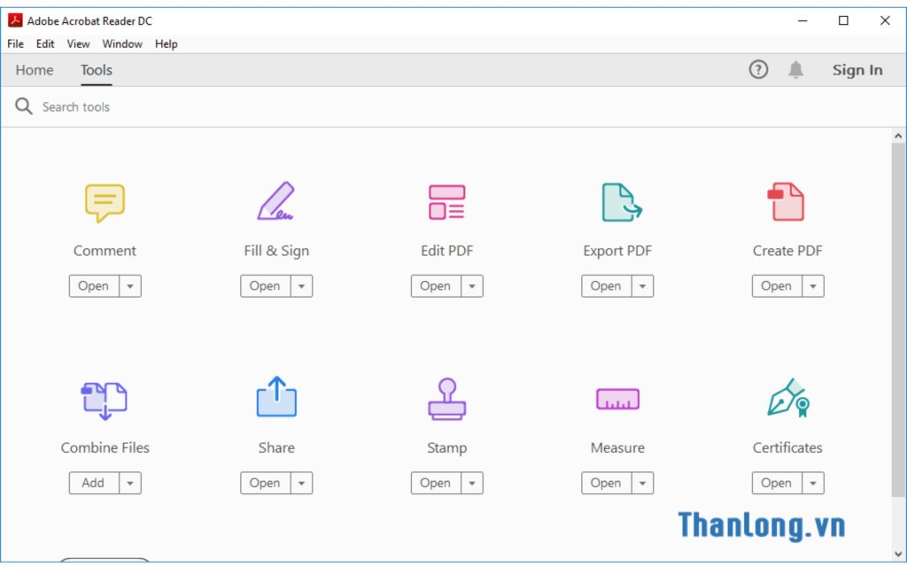 Giao diện của Acrobat Reader