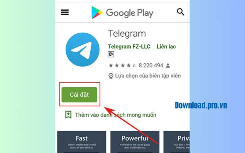 Cách tải Telegram cho hệ điều hành Android