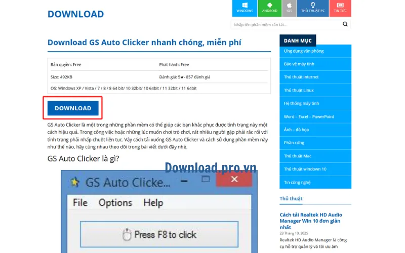 Hướng dẫn cách tải GS Auto Clicker