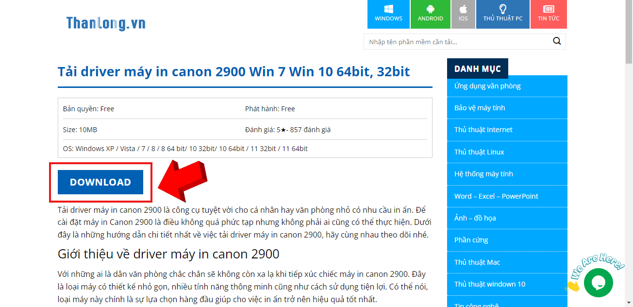 Hướng dẫn tải driver máy in canon 2900