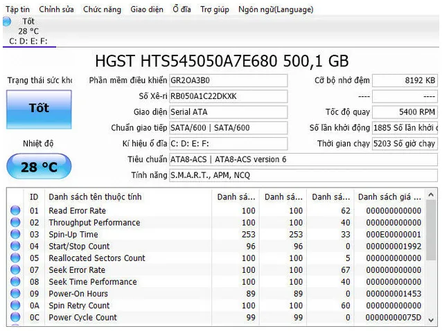 Hướng dẫn cài đặt phần mềm Crystaldiskinfo cho máy tính