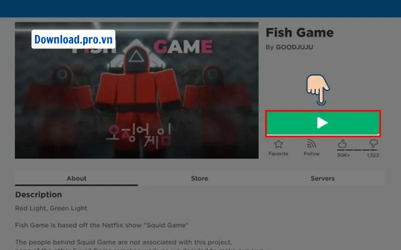 Nhấn vào nút chơi game màu xanh