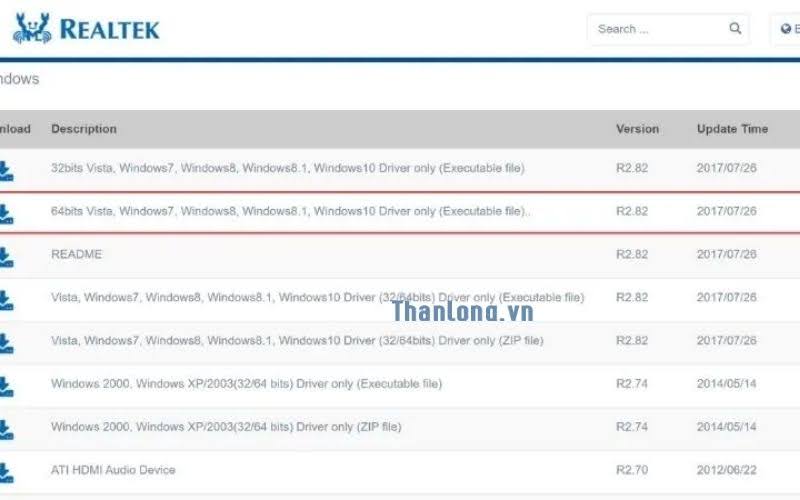 Vào trang để Download HD Realtek Audio Manager Windows 10