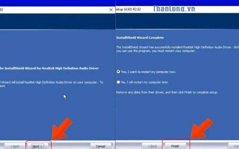 bắt đầu cài đặt driver sau khi tải realtek hd audio manager