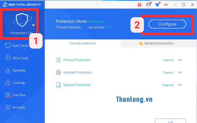 Vào ứng dụng để tiến hành tắt tạm thời 360 total security 