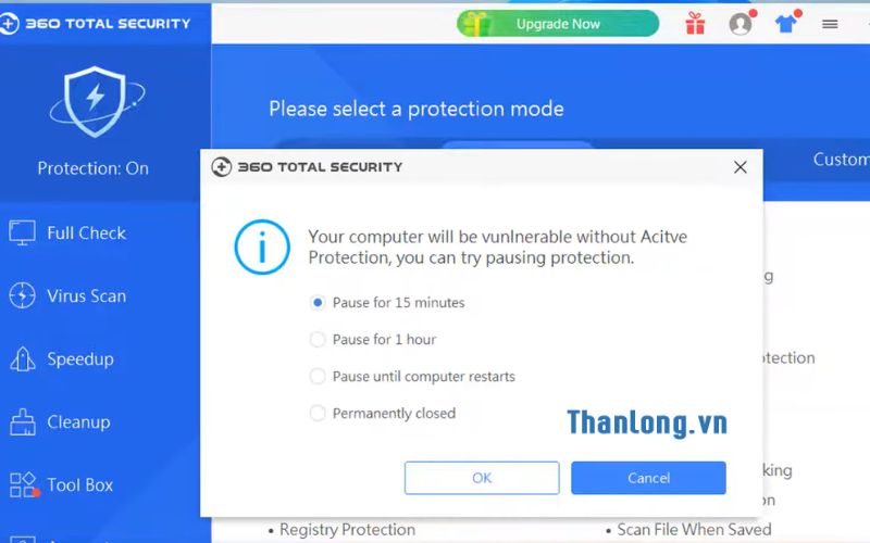 Chọn thời gian muốn tạm dừng và nhắn OK để xác nhận