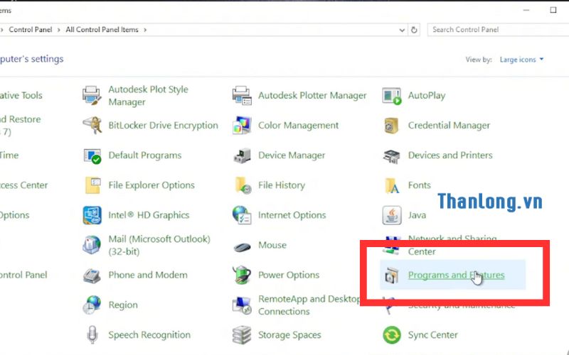 Tìm kiếm mục programs anhd features