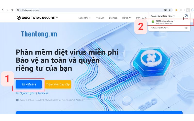 giao diện tải virus 360 total security