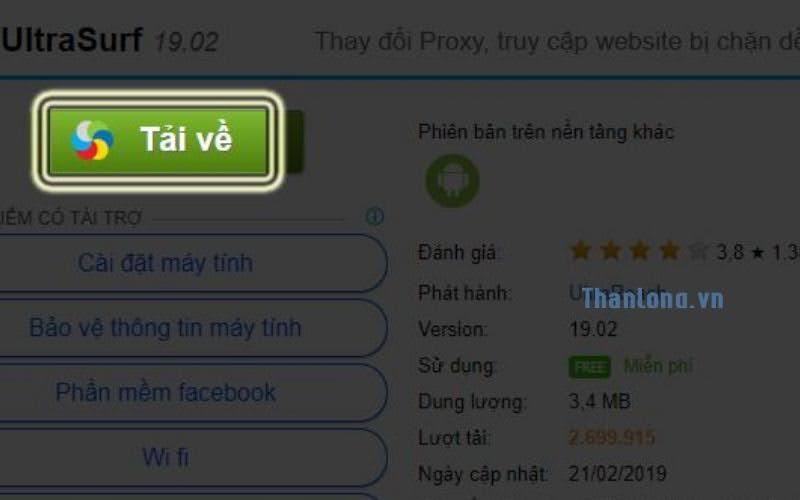 Truy cập liên kết tải UltraSurf từ trang Mytour