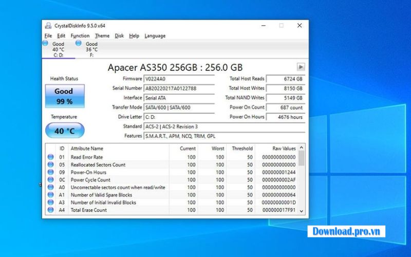 Kiểm tra nhiệt độ ổ cứng
