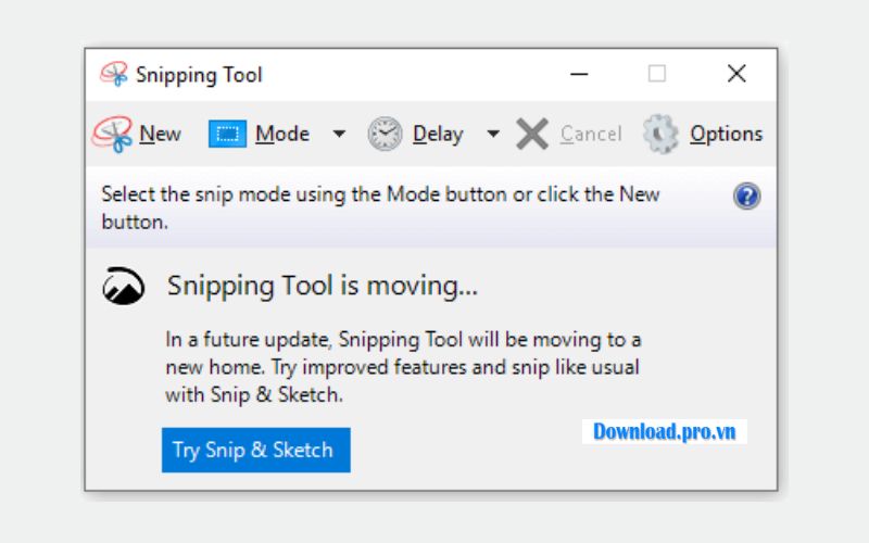 Trường hợp Snipping Tool đã được cài đặt sẵn trong hệ điều hành