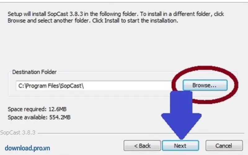 chọn thư mục cài đặt để dễ quản lý phần mềm
