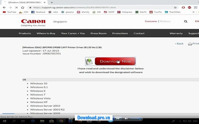 Cách tải phần mềm máy in Canon 2900