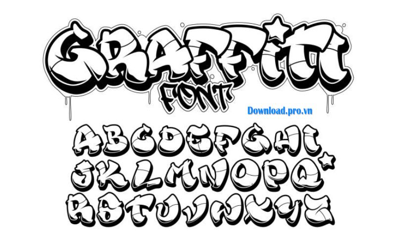 graffiti font chữ đẹp bảng chữ cái