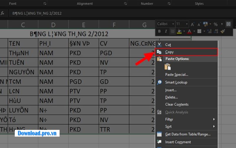  Sao chép dữ liệu bị lỗi trong Excel 