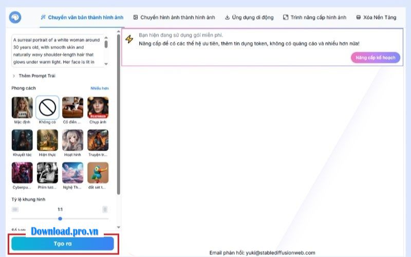  Nhấn Generate để tạo ảnh