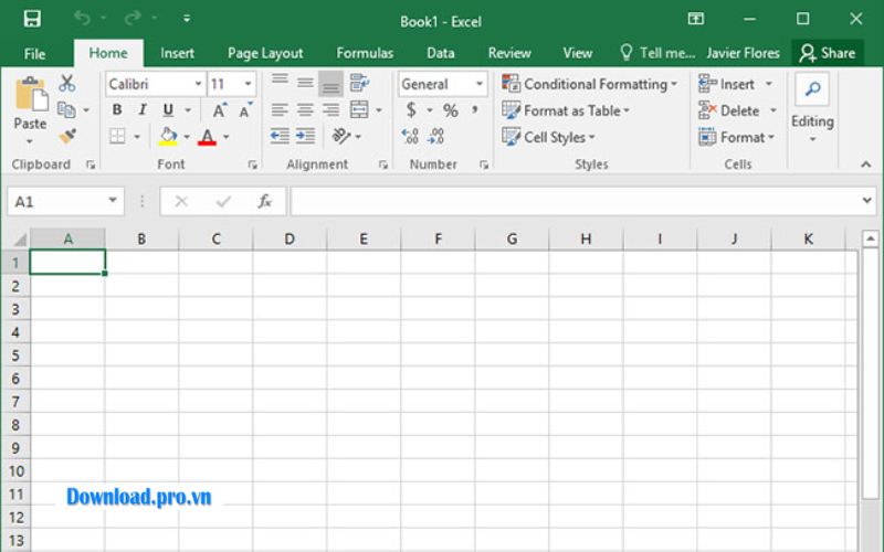 Giao diện Excel 
