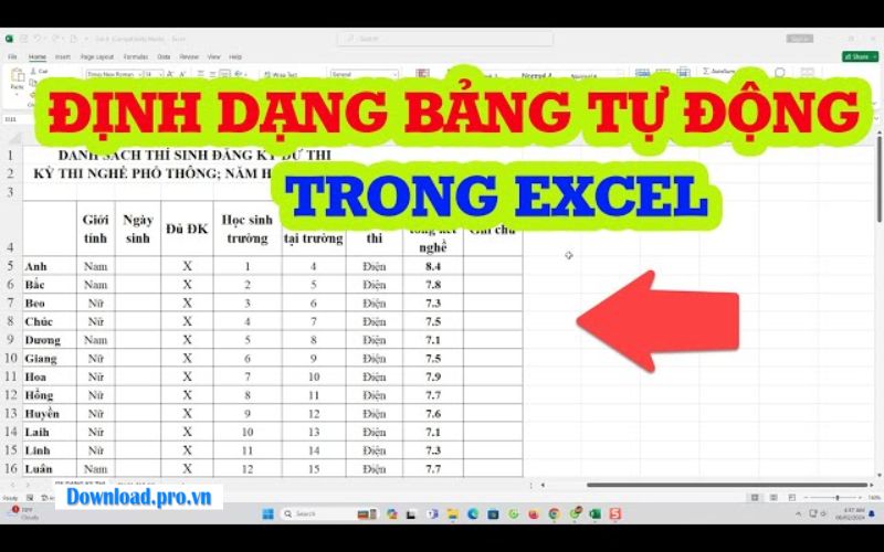 Định dạng bảng tính 