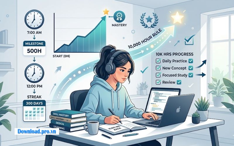 Ứng dụng quy tắc 10000h trong học tập và phát triển kỹ năng cá nhân