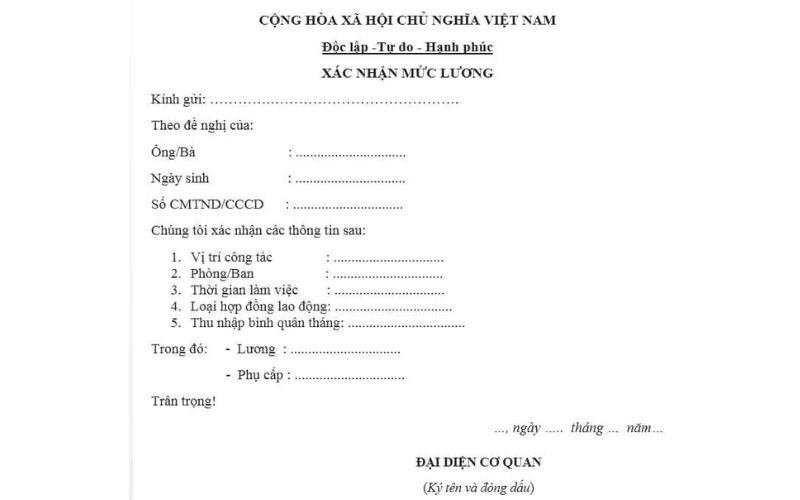 Mẫu dành riêng cho nhân viên nhà nước