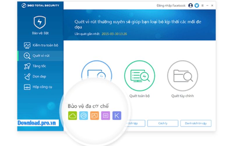 Tính năng duyệt virus của phần mềm virus 360 total security