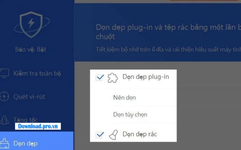 Tính năng dọn dẹp rác của phần mềm virus 360 total security