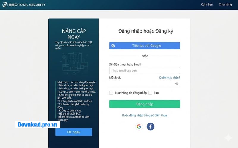 Cách đăng kí phần mềm 360 Total Security