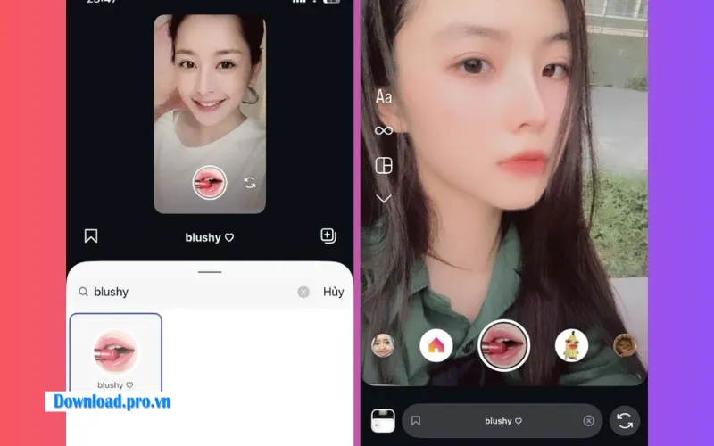 Hiệu ứng Blushy với má hồng và son tint trẻ trung