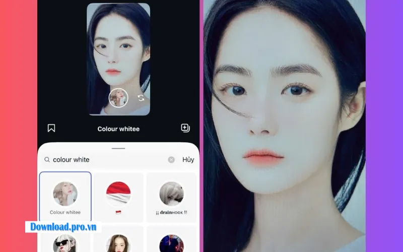 Filter Colour Whitee giúp nâng tone da và môi hồng baby