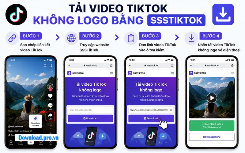 Tải video TikTok không logo bằng SSSTikTok