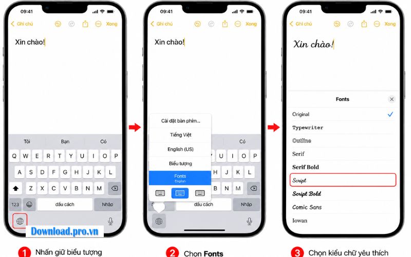 Chọn Fonts và chọn kiểu chữ yêu thích để sử dụng