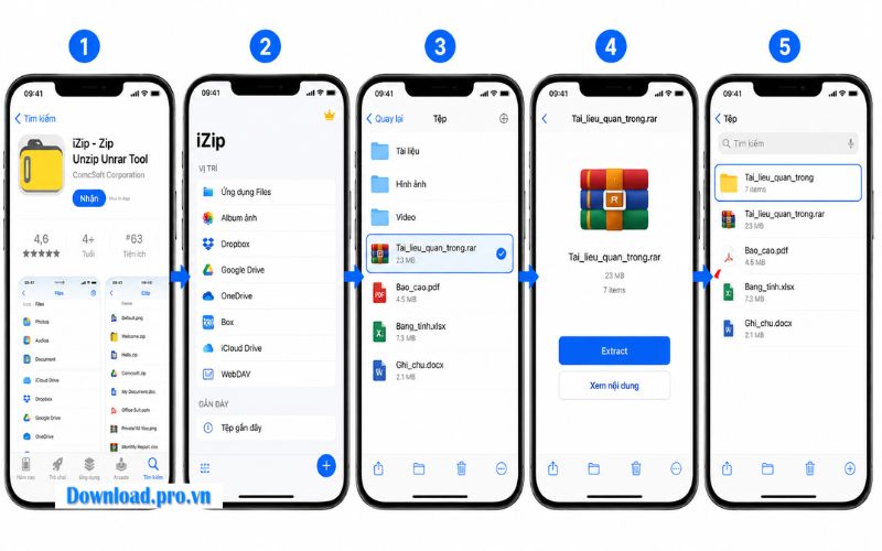 cách giải nén file trên điện thoại