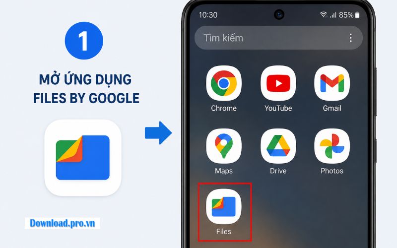 cách giải nén file trên điện thoại Mở ứng dụng Files by Google trên điện thoại