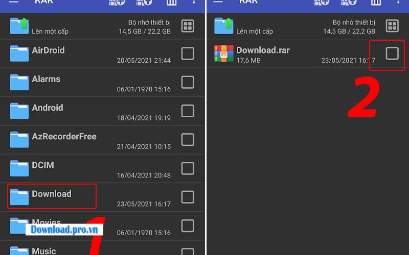 Tìm file RAR cần giải nén