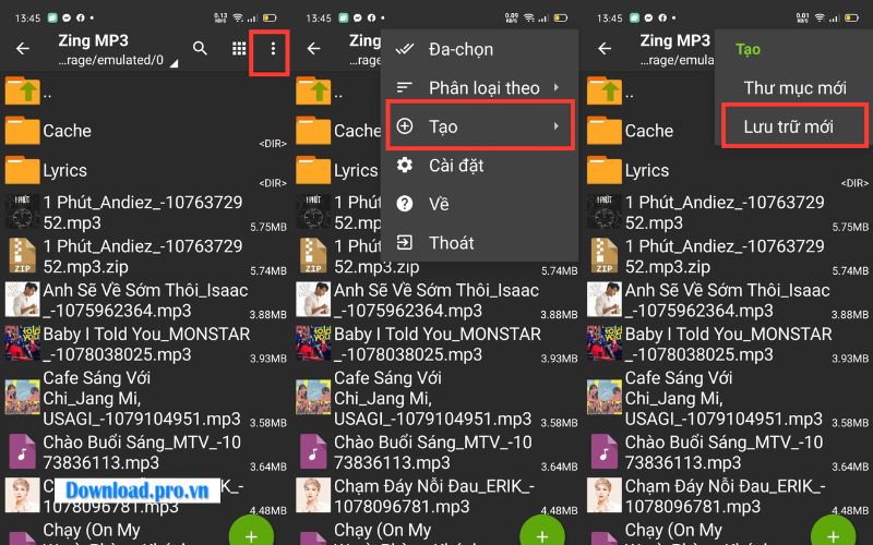 Tìm file ZIP hoặc RAR cần giải nén