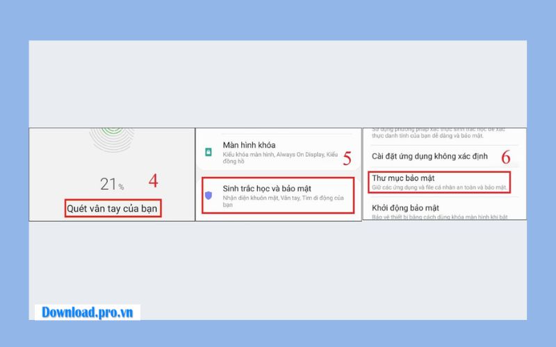 chọn Thư mục bảo mật