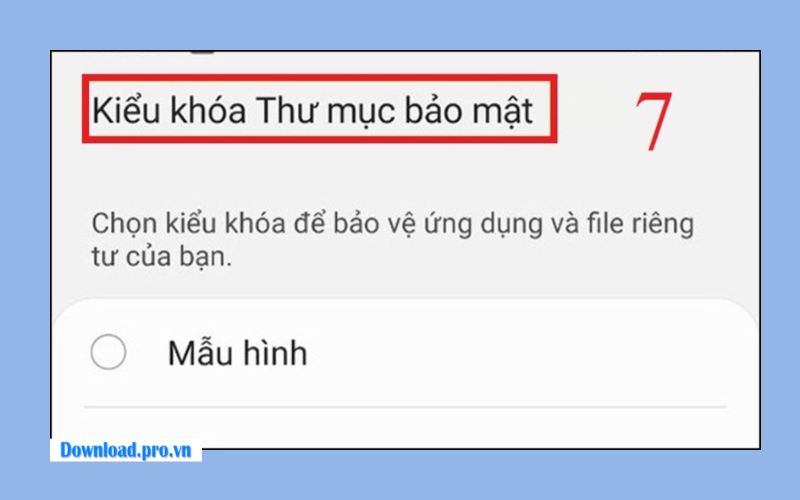 Chọn Vân tay làm phương thức mở khóa