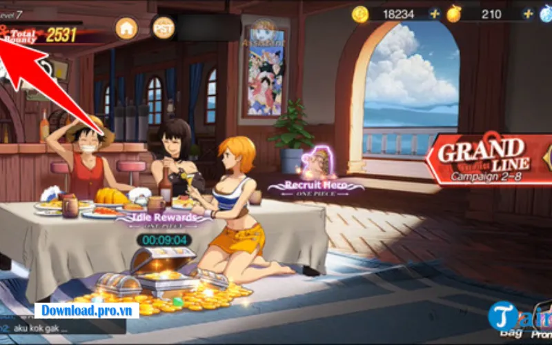 Vào giao diện game Voyage Of The Four Seas chọn biểu tượng avatar