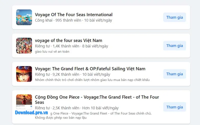 Tham gia các group Voyage Of The Four Seas để cập nhật code mới nhất