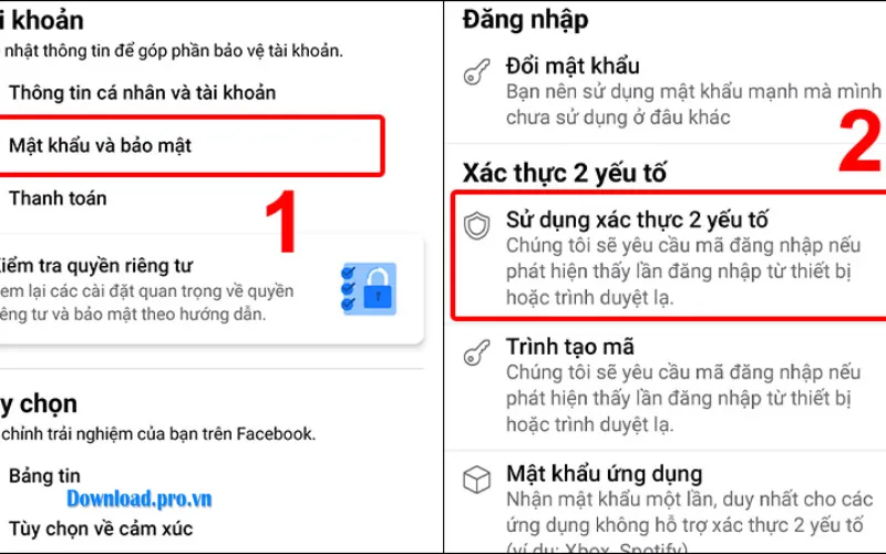 Đổi mật khẩu, bật xác thực 2 yếu tố để bảo mật Facebook
